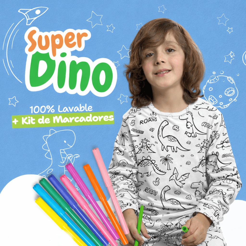 PintaSueños™ Kit Pijama Para Colorear + 12 Marcadores Lavables