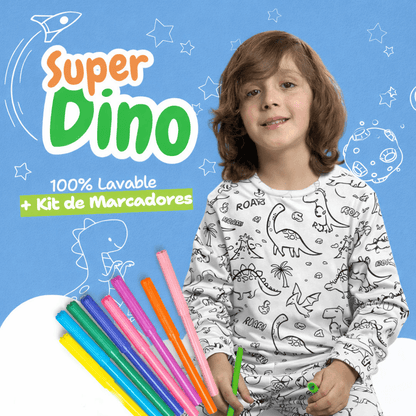 PintaSueños™ Kit Pijama Para Colorear + 12 Marcadores Lavables