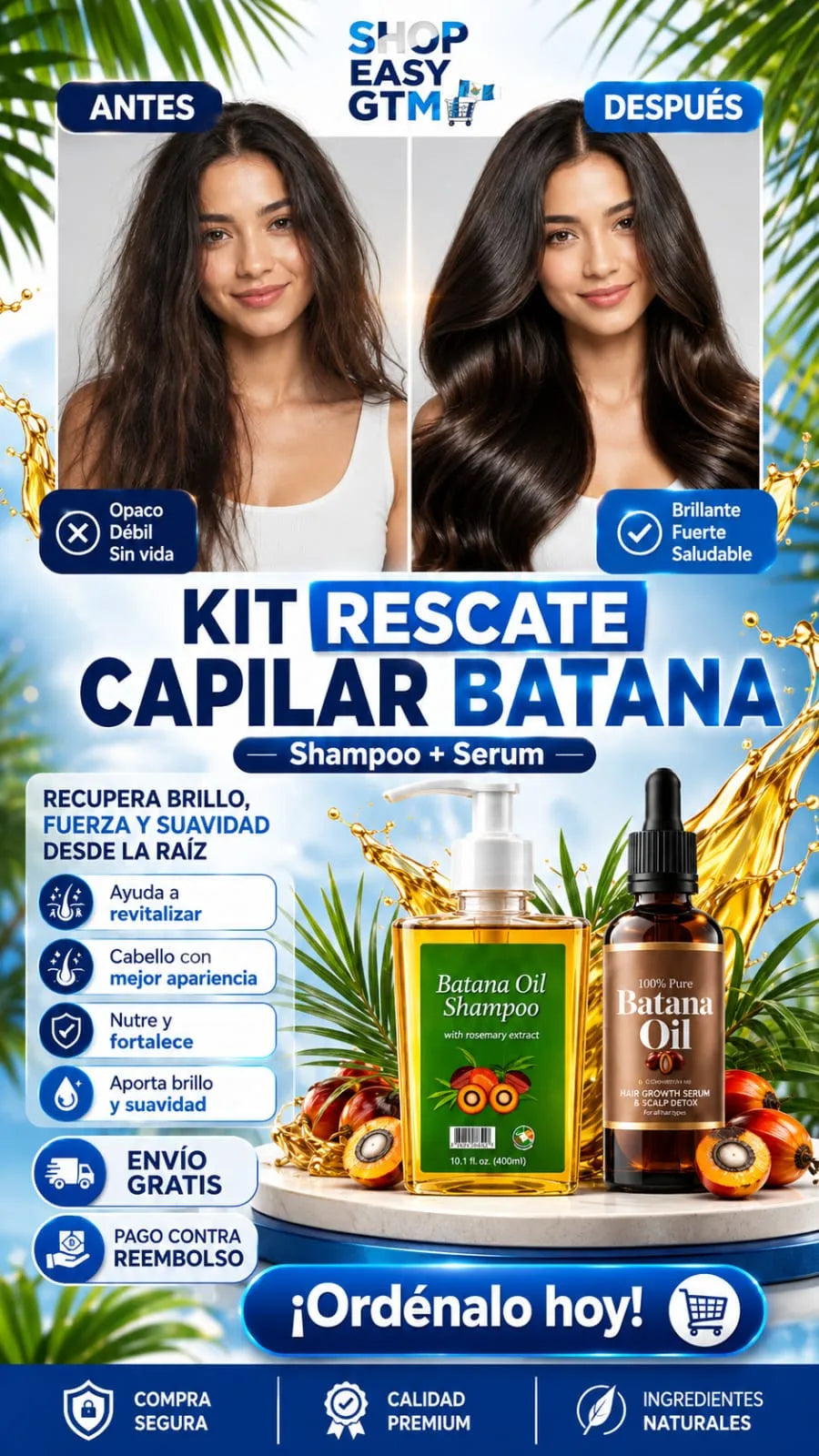 Kit Rescate Capilar Batana 🌿 Pak Shampoo 350 Ml + Aceite 35 Ml